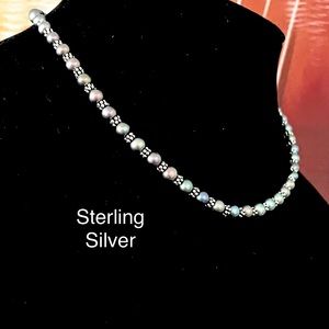 GENUINE PEACOCK PEARL NECKLACE WOMANS STERLING SILVER 925 COLLAR CHOKER CHOCKER